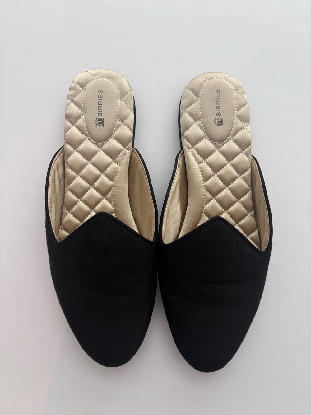 Birdies Black Slip-On Quilted Insole‎ Mules